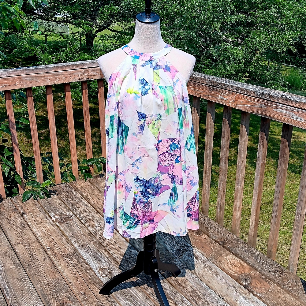 Jean Jail White Floral Halter Neck Dress, Size 8